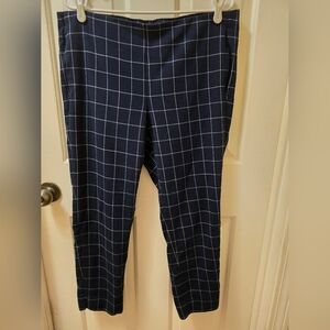 J. Jill Women's Essential Cotton Stretch  Navy Windowpane Pants 18P